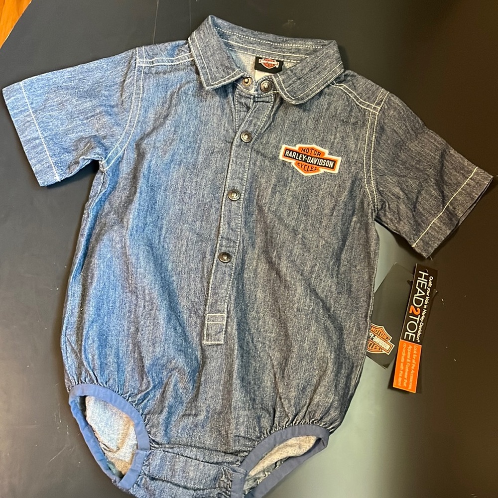 Harley Davidson Denim onesie 24mo BNWT